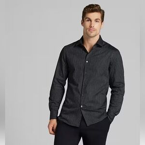 NWT KENNETH COLE Men’s Black Striped Stitch Shirt